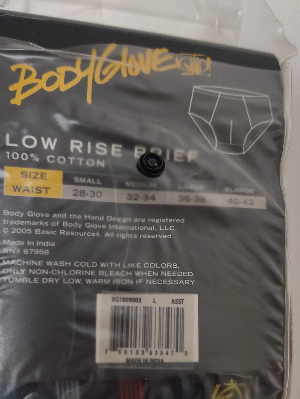 Vintage 2005 Body Glove Men's Low Rise Briefs Assorted Colors - 6Pk - Sz L 36-38